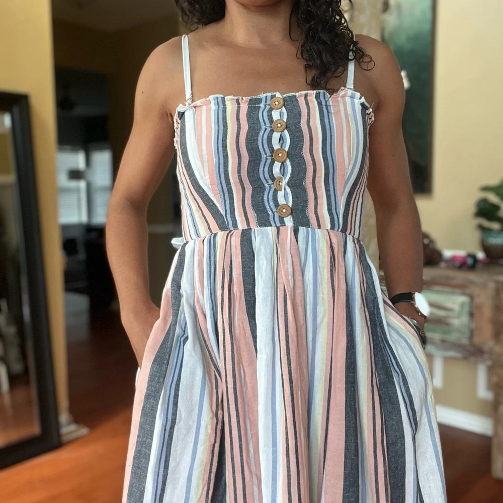 Free People Pink Multicolor Lilah Midi Dress